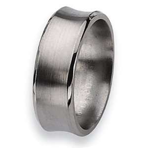 Chisel Concave Beveled Edge Brushed and Polished Titanium Ring (8.0 mm 