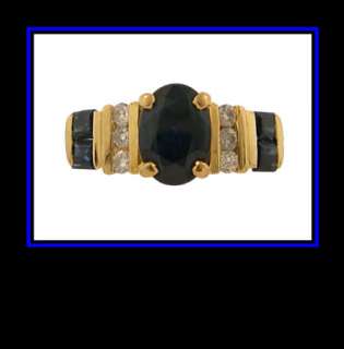 Ladies 14K Yellow Gold Sapphire & Diamond Fashion Ring  