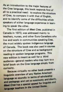 Meet Cree A Guide to the Cree Language Linguistics HC  