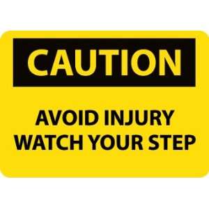  Caution, Avoid Injury Watch Your Step, 10X14, Rigid Plastic 