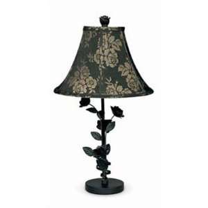  Metal Rose Table Lamp with Brown Jacquard Shade