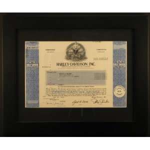    Framed Harley Davidson, Inc. Stock Certificate 