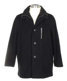 NWT DKNY Mens 44R Black Wool Cashmere Overcoat Top Coat $350  