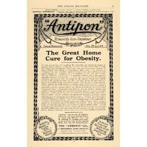  1904 Ad Antipon Obesity Home Cure 13 Buckingham Street 