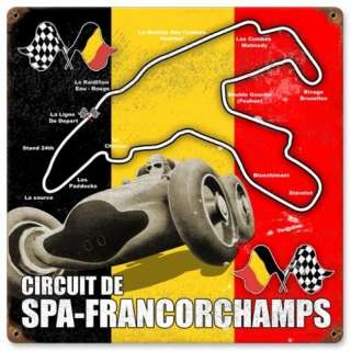 Spa Francorchamps Belgian Formula 1 racing metal sign  