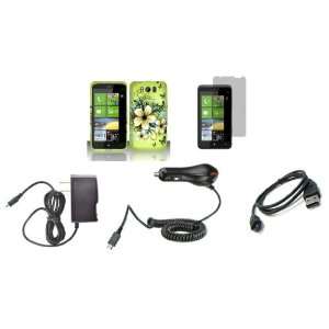 HTC Titan (AT&T) Premium Combo Pack   Green Hibiscus Flower and Black 