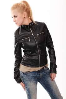 womens fashion NWT motocycle faux leather coat 01G3067  