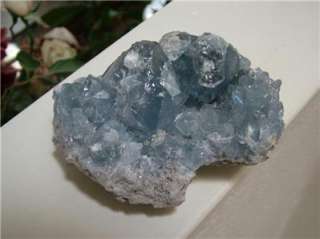 Great example of a sparkling cluster of celestite crystals in a geode 