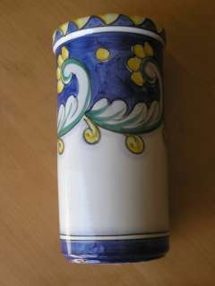   Mid Century Italian Italy Ceramics Pottery Majolica Cylindrical Vase
