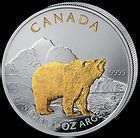 2012 Canada 1 oz .999 Gilded Silver Grizzly Bear Wildlife 