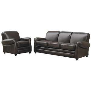 Modern Leather Sofa And Two Club Chairs 