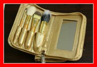 4G 4 pcs Mini gold cosmetic brush with zipper bag  