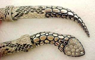 Leather Snakeskin OSFM Adjustable Rhinestone Snake Belt  