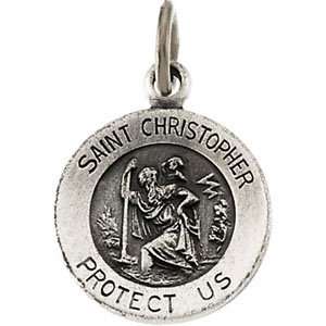  White Gold St. Christopher Medal Jewelry