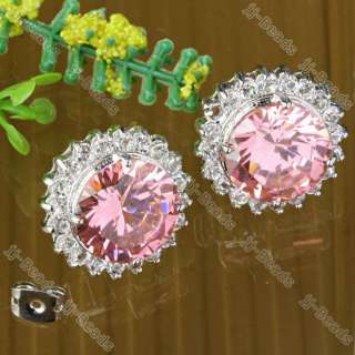 Pink Zircon Nickel Free Crystal Earring Dangle Stud 2pc  