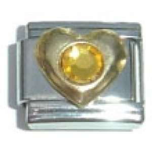  big Heart gold circon orange   italian Charms for Bracelet 