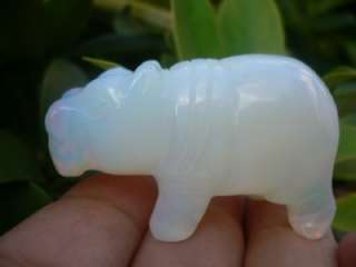 China Hand Carved Opal Gemstone Hippo Figurine S5216  