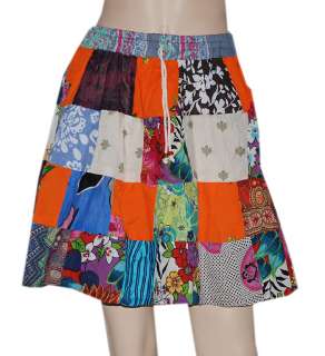   Designer Sexy Look Cotton Short Skirt with Patch Work
