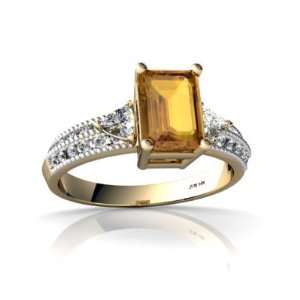   : 14K Yellow Gold Emerald cut Genuine Citrine Ring Size 8.5: Jewelry