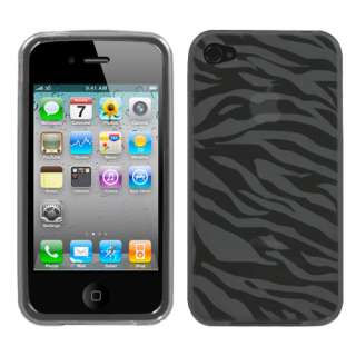   iphone 4 4S Cell Phone TPU Smoke Zebra Silicone Skin Gel Cover Case