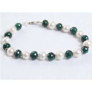  Awesome Natural Fresh Water Pearl & Emerald Beaded 