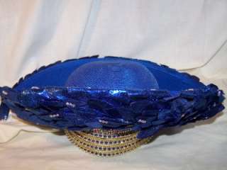 Vintage Hat George Zamaul Blue Church Couture Zamaul Womens 