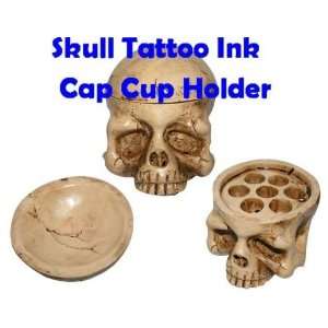 Skull Tattoo Ink Cap Cup Holder Stand kit for Machine