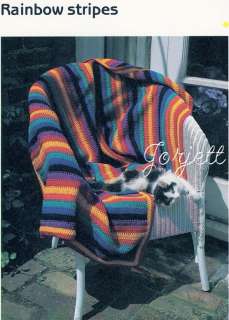 Rainbow Stripes Afghan, Quick n Easy crochet pattern  