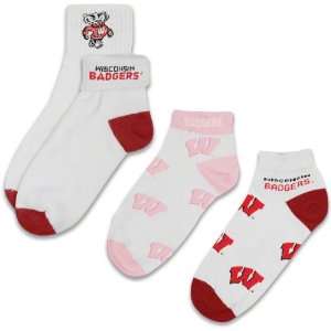  Wisconsin Badgers Womens 3 Pair Sock Pack Sports 