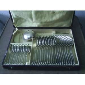  37 Antique Alpaca Spoons Forks & Knives In Original Box 