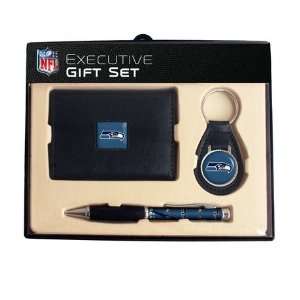  Seattle Seahawks Tri Fold Wallet Key Fob Pen Gift Set 