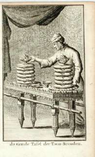 RELIGIOUS ANTIQUE PRINT  TABLE OF SHOW BREAD   1700  