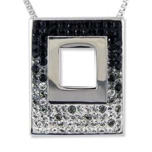 Ashley Arthur .925 Silver Black & White Crystal Large Square Pendant 