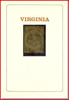 Virginia Original 13 US Colonies 23K Gold Seal  