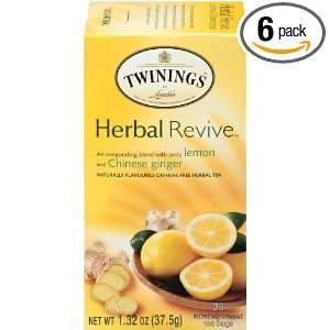 Twinings Lemon and Ginger Tea, 25 Count (Pack of 6) Net Wt 1.32 Oz 