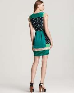 2012 $325 NEW Rebecca Taylor Floral Print Patched Jacquard Silk Dress 