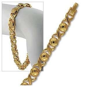  24k Gold GF Kisses and Hugs XOXO Designer Link Bracelet Jewelry