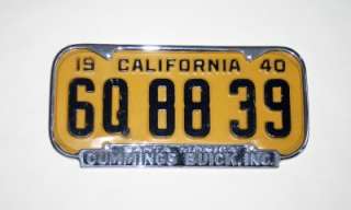 California Buick Dealer License Plate Frame Original  