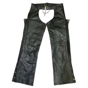  Powertrip Power Leather Motorcycle Chaps Black: Automotive