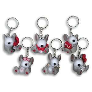 : Wholesale Pack Handpainted Assorted Rat In Love Poly Stone Keychain 