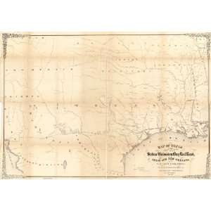  1859 Map of Texas, Sabine & Galveston Bay Railroad: Home 