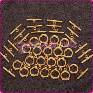 20 Sets Gold Smooth Round Circle Ring Bar Toggle Clasps Jewelry DIY 