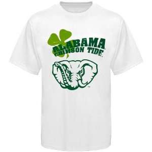   Alabama Crimson Tide White Shamrock Mascot T shirt