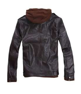   Slime Style Classic Design Hoody Leather Jacket(Color Optional)  