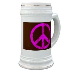 Stein (Glass Drink Mug Cup) Peace Symbol Grunge PinkR