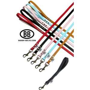  Buddy Belt All Leather Leash   Red 3/4 x 4 Pet Supplies