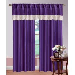  Serena Curtain Set w/Valance / Sheers Dark Purple