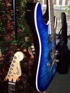 Cort KX1Q Electric Guitar w EMG Pickups w Coil Taps Quilt Top Blue Set 