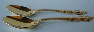 Royal Sealy Gold Plated 2 Tea Spoons NEW Stainless Yellow Floral Nice 