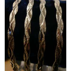  Lot 4pcs Silver Pltd/Fill India Sari Bracelet Bangle 2.10 